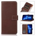 For iPhone 13 Pro Max Litchi Texture PU + TPU Horizontal Flip Leather Case with Holder & Card Slots & Wallet (Brown)