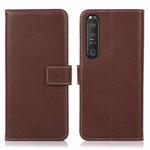 For Sony Xperia 1 III Litchi Texture PU + TPU Horizontal Flip Leather Case with Holder & Card Slots & Wallet(Brown)