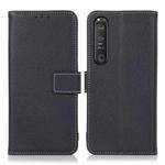 For Sony Xperia 1 III Litchi Texture PU + TPU Horizontal Flip Leather Case with Holder & Card Slots & Wallet(Dark Blue)