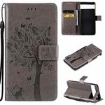 For Google Pixel 6 Tree & Cat Embossed Pattern Horizontal Flip Leather Case with Holder & Card Slots & Wallet & Lanyard(Grey)
