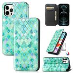 For iPhone 13 Pro Colorful Magnetic Horizontal Flip PU Leather Case with Holder & Card Slot & Wallet (Emerald Stone)