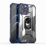 PC + TPU Shockproof Protective Case with Metal Ring Holder For iPhone 13 Pro Max(Blue)