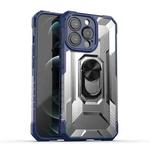 PC + TPU Shockproof Protective Case with Metal Ring Holder For iPhone 13 Pro(Blue)