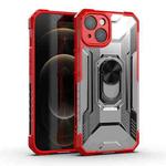 PC + TPU Shockproof Protective Case with Metal Ring Holder For iPhone 13(Red)