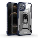 PC + TPU Shockproof Protective Case with Metal Ring Holder For iPhone 13(Blue)