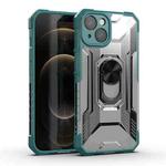 PC + TPU Shockproof Protective Case with Metal Ring Holder For iPhone 13(Green)