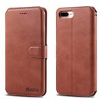 For iPhone 7 Plus / 8 Plus AZNS Calf Texture Magnetic Horizontal Flip PU Leather Case with Holder & Card Slots & Photo Frame(Brown)
