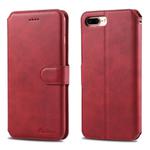 For iPhone 7 Plus / 8 Plus AZNS Calf Texture Magnetic Horizontal Flip PU Leather Case with Holder & Card Slots & Photo Frame(Red)