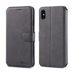 For iPhone X / XS AZNS Calf Texture Magnetic Horizontal Flip PU Leather Case with Holder & Card Slots & Photo Frame(Black)