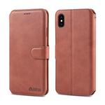 For iPhone X / XS AZNS Calf Texture Magnetic Horizontal Flip PU Leather Case with Holder & Card Slots & Photo Frame(Brown)