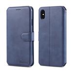 For iPhone X / XS AZNS Calf Texture Magnetic Horizontal Flip PU Leather Case with Holder & Card Slots & Photo Frame(Blue)
