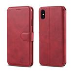 For iPhone X / XS AZNS Calf Texture Magnetic Horizontal Flip PU Leather Case with Holder & Card Slots & Photo Frame(Red)
