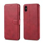 For iPhone XS Max AZNS Calf Texture Magnetic Horizontal Flip PU Leather Case with Holder & Card Slots & Photo Frame(Red)