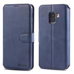 For Galaxy A6 2018 AZNS Calf Texture Magnetic Horizontal Flip PU Leather Case with Holder & Card Slots & Photo Frame(Blue)