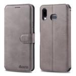 For Galaxy  A6s AZNS Calf Texture Magnetic Horizontal Flip PU Leather Case with Holder & Card Slots & Photo Frame(Gray)