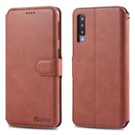 For Galaxy A7 2018 AZNS Calf Texture Magnetic Horizontal Flip PU Leather Case with Holder & Card Slots & Photo Frame(Brown)