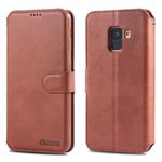 For Galaxy A8 2018 AZNS Calf Texture Magnetic Horizontal Flip PU Leather Case with Holder & Card Slots & Photo Frame(Brown)