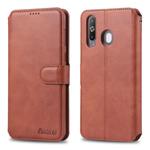 For Galaxy A8s AZNS Calf Texture Magnetic Horizontal Flip PU Leather Case with Holder & Card Slots & Photo Frame(Brown)