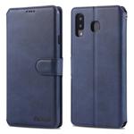 For Galaxy A8 Star / A9 Star AZNS Calf Texture Magnetic Horizontal Flip PU Leather Case with Holder & Card Slots & Photo Frame(Blue)