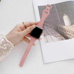 Small Waist 8-shape Reverse Buckle Leather Watch Band For Apple Watch Series 8&7 41mm / SE 2&6&SE&5&4 40mm / 3&2&1 38mm(Pink)