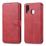 For Galaxy A40 AZNS Calf Texture Magnetic Horizontal Flip PU Leather Case with Holder & Card Slots & Photo Frame(Red)