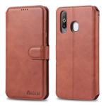 For Galaxy A40s / M30 AZNS Calf Texture Magnetic Horizontal Flip PU Leather Case with Holder & Card Slots & Photo Frame(Brown)