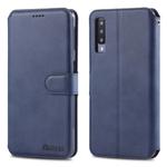 For Galaxy A50 AZNS Calf Texture Magnetic Horizontal Flip PU Leather Case with Holder & Card Slots & Photo Frame(Blue)