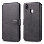 For Galaxy M20 AZNS Calf Texture Magnetic Horizontal Flip PU Leather Case with Holder & Card Slots & Photo Frame(Black)