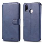 For Galaxy M20 AZNS Calf Texture Magnetic Horizontal Flip PU Leather Case with Holder & Card Slots & Photo Frame(Blue)