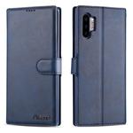 For Galaxy Note 10 Plus AZNS Calf Texture Magnetic Horizontal Flip PU Leather Case with Holder & Card Slots & Photo Frame(Blue)