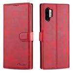 For Galaxy Note 10 Plus AZNS Calf Texture Magnetic Horizontal Flip PU Leather Case with Holder & Card Slots & Photo Frame(Red)