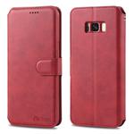 For Galaxy S8 AZNS Calf Texture Magnetic Horizontal Flip PU Leather Case with Holder & Card Slots & Photo Frame(Red)