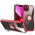 For iPhone 13 Shockproof Transparent TPU + Acrylic Protective Case with Ring Holder(Red)