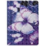 For iPad 10.2 / Pro 10.5 / Air 2019 3D Colored Drawing Horizontal Flip Leather Case with Holder & Card Slots & Wallet & Sleep / Wake-up Function(Purple Butterfly)