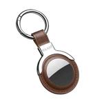 SULADA Leather Protective Cover Case with Switchable Keychain Ring For AirTag(Coffee)