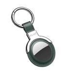 SULADA Leather Protective Cover Case with Switchable Keychain Ring For AirTag(Green)