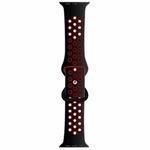 Butterfly Buckle Dual-tone Liquid Silicone Watch Band For Apple Watch Series 8&7 41mm / SE 2&6&SE&5&4 40mm / 3&2&1 38mm(Black+Crimson)