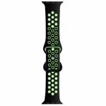Butterfly Buckle Dual-tone Liquid Silicone Watch Band For Apple Watch Series 8&7 41mm / SE 2&6&SE&5&4 40mm / 3&2&1 38mm(Black+Green)