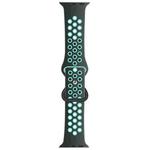 Butterfly Buckle Dual-tone Liquid Silicone Watch Band For Apple Watch Series 8&7 41mm / SE 2&6&SE&5&4 40mm / 3&2&1 38mm(Grey+Teal)