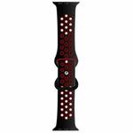 Butterfly Buckle Dual-tone Liquid Silicone Watch Band For Apple Watch Ultra 49mm / Series 8&7 45mm / SE 2&6&SE&5&4 44mm / 3&2&1 42mm(Black+Crimson)