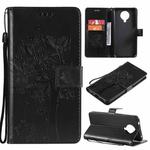 For Nokia 6.3 Tree & Cat Pattern Pressed Printing Horizontal Flip PU Leather Case with Holder & Card Slots & Wallet & Lanyard(Black)
