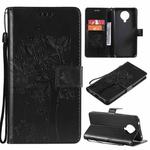 For Nokia G10 Tree & Cat Pattern Pressed Printing Horizontal Flip PU Leather Case with Holder & Card Slots & Wallet & Lanyard(Black)