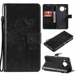For Nokia X20 Tree & Cat Pattern Pressed Printing Horizontal Flip PU Leather Case with Holder & Card Slots & Wallet & Lanyard(Black)