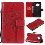 For Nokia X10 Tree & Cat Pattern Pressed Printing Horizontal Flip PU Leather Case with Holder & Card Slots & Wallet & Lanyard(Red)