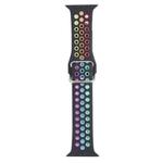 Metal Buckle Silicone Watch Band For Apple Watch Series 8&7 41mm / SE 2&6&SE&5&4 40mm / 3&2&1 38mm(Black+Colorful)