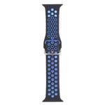 Metal Buckle Silicone Watch Band For Apple Watch Series 8&7 41mm / SE 2&6&SE&5&4 40mm / 3&2&1 38mm(Black+Blue)