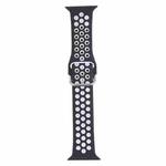 Metal Buckle Silicone Watch Band For Apple Watch Series 8&7 41mm / SE 2&6&SE&5&4 40mm / 3&2&1 38mm(Black+White)