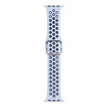 Metal Buckle Silicone Watch Band For Apple Watch Series 8&7 41mm / SE 2&6&SE&5&4 40mm / 3&2&1 38mm(Sky Blue+Black)