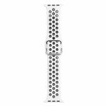 Metal Buckle Silicone Watch Band For Apple Watch Series 8&7 41mm / SE 2&6&SE&5&4 40mm / 3&2&1 38mm(Beige White+Black)