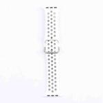 Metal Buckle Silicone Watch Band For Apple Watch Series 8&7 41mm / SE 2&6&SE&5&4 40mm / 3&2&1 38mm(White+Gray)